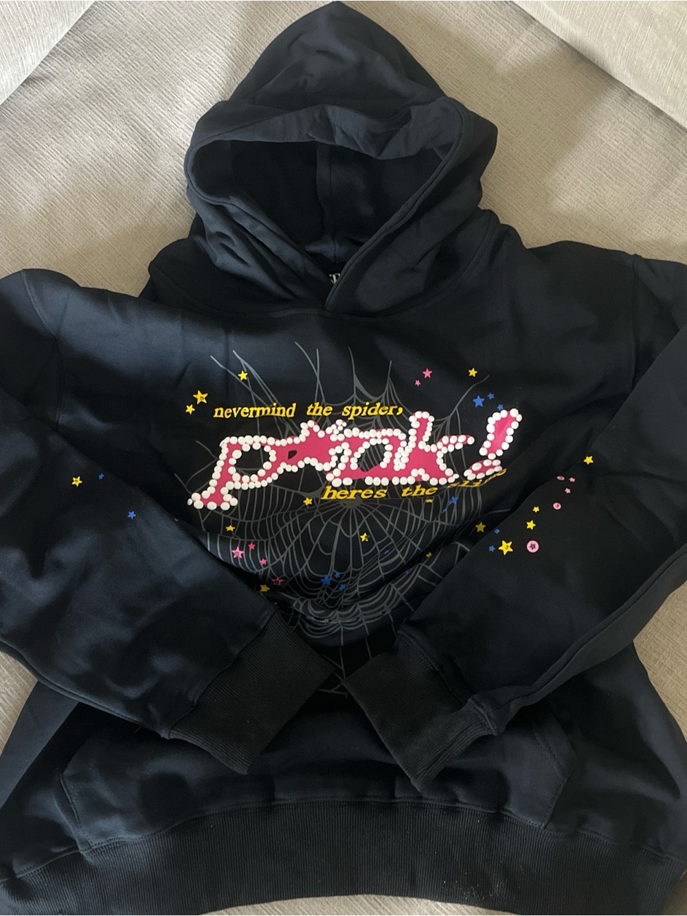Black spider hoodie size large brand new